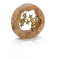 Moritz Skulptur Sternenhimmel gold Mangoholz/Alu Massive Mangoholz - Baumscheibe