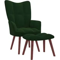VidaXL Relaxsessel mit Hocker Dunkelgrün Samt