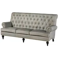 MASSIVMOEBEL24.DE Sofa 3-Sitzer Echtleder 196x84x94 grau CHESTERFIELD #207 -