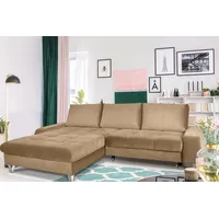 Fun Möbel Couchgarnitur MAXIME Sand mit Schlaffunktion Ottomane Links