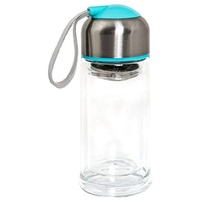 Hti-Living Trinkflasche Trinkflasche mit Siebeinsatz, Glasflasche Teeflasche ToGo grün