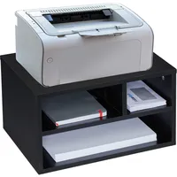 Relaxdays Druckerständer Schreibtisch, 3 Fächer, Regal für Drucker, Druckerhalter,