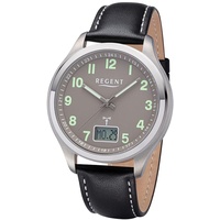 REGENT Herren Funkuhr Titan Analog-Digital mit Lederband 1501565