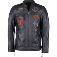 Top Gun Racing, Lederjacke - Schwarz/Schwarz - XXL