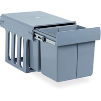 Relaxdays Einbaumülleimer Küche, Auszug, Duo je 15 l, Müllsystem