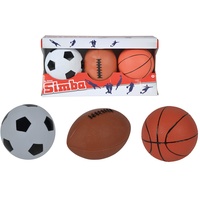 SIMBA Bälle Set, 3 Stück, Fußball, Basketball, Football, Durchmesser