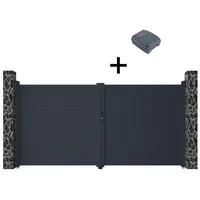 Vente-unique Gartentor Flügeltor Doppeltor mit Torantrieb - 355 x