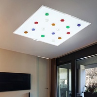 ETC Shop Deckenlampe mit bunten Glassteinen Deko Deckenleuchte Glasschirm