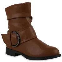 Stiefelparadies Damen Schlupfstiefeletten in Hellbraun,