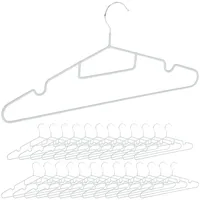 Relaxdays Kleiderbügel, 24er Set, rutschfest gummiert, Steg, Einkerbungen, Krawattenhalter,