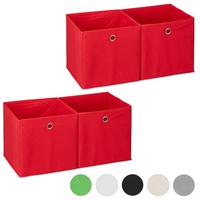 Relaxdays 4 x Aufbewahrungsbox Stoff, quadratisch, Aufbewahrung für Regal,