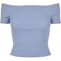 URBAN CLASSICS Ladies Off Shoulder Rib Tee in violablue,