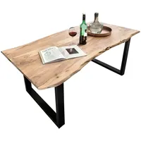 MiaMöbel Esstisch 'Vanaja' 220x100 cm, Akazie/Antikschwarz, 56 mm Massivholz,
