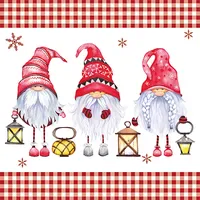 Ti-Flair Servietten Papier 33x33cm Weihnachtszwerge 20 Stück Weiß /
