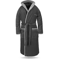 Normani Unisex Baumwoll-Bademantel Rob in Schwarz/Grau | Gr.: XL