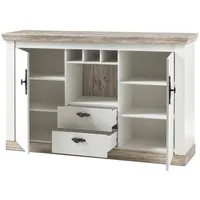 Lomadox Anrichte Sideboard im Landhaus Stil Pinie weiß Nb.