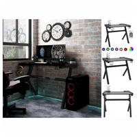 VidaXL Gaming-Schreibtisch mit LED und Y-Gestell Schwarz 90x60x75 cm