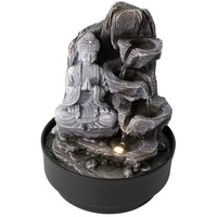 Lemodo Zimmerbrunnen mit LED-Beleuchtung, Dekobrunnen “Buddha Anjali Mudra”
