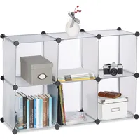 Relaxdays Regalsystem mit 6 Fächern, Standregal offen, Steckregal aus