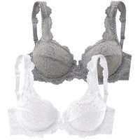 PETITE FLEUR Bügel-BH Damen steingrau+weiß Gr.85F