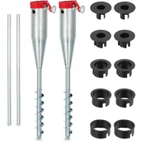 Relaxdays Bodenhülse 2er Set Kunststoff 25-55 mm Rot/Schwarz/Silber