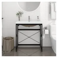 VidaXL Badezimmer-Waschtischgestell mit Waschbecken Schwarz Eisen - Schwarz