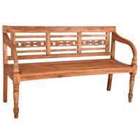 Lomadox Mahagoni massiv Bank, 3-Sitzer Balkonbank Gartenbank Terrassenbank natur-antik,