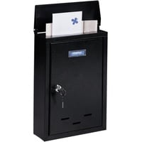 Relaxdays Briefkasten mit Namensschild, Metall, mit 2 Schlüsseln, Postkasten