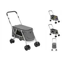 VidaXL Hundewagen Faltbar Grau 100x49x96 cm Leinenstoff