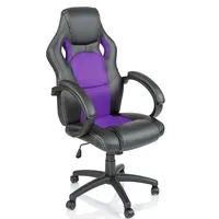 TRESKO Racing Chefsessel Bürostuhl Drehstuhl Sportsitz Bürosessel Schreibtischstuhl schwarz/lila
