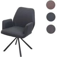 Mendler Esszimmerstuhl HWC-H71, Küchenstuhl Lehnstuhl Stuhl, Stoff/Textil Stahl dunkelgrau