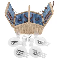 Anndora Picknickkorb 4 Personen Weidenkorb Henkelkorb beige + Zubehör