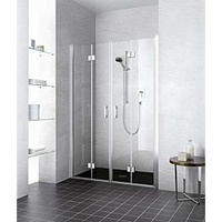 Kermi Liga Pendel-Falttür 4-tlg. in Nische LI2T414018VAK 140x185cm, silber