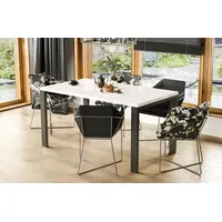 ENDO Möbel Endo-Moebel Esstisch, Weiß Hochglanz, Rechteckig,Rechteckig, 80x76x80 cm,