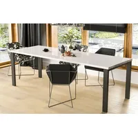 ENDO Möbel Endo-Moebel Esstisch, Weiß Hochglanz, Rechteckig,Rechteckig, 80x76x80 cm,