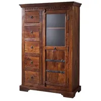 Massivmoebel24 Vitrine Akazie 95x45x147 nougat lackiert OXFORD #417 -