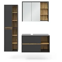 Vicco Badmöbel-Set Viola Anthrazit Eiche modern Badezimmerschrank Waschtischunterschrank Spiegelschrank