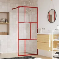 VidaXL Duschwand für Begehbare Dusche mit ESG Klarglas Rot