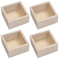Belle Vous Aufbewahrungsbox Quadratisch Unbehandelte Holzkisten (4 STK) -