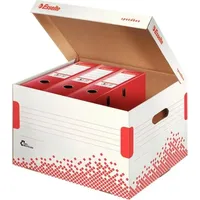 Esselte 623914 Archiv-Klappdeckelbox SPEEDBOX, für Ordner, weiß/rot