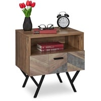 Relaxdays Nachttisch mit Schublade, Industrial Style, Wohn- & Schlafzimmer