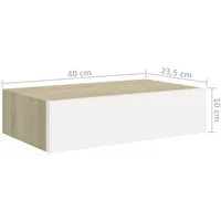 VidaXL Wandregal mit Schublade Eichen-Optik und Weiß 40x23,5x10 cm