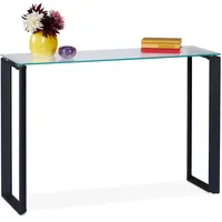 Relaxdays Konsolentisch Glas, schmaler Eingangstisch, HBT: 75 x 110