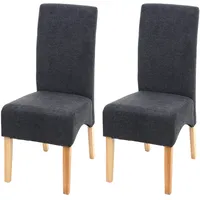 Mendler 2er-Set Esszimmerstuhl Latina, Küchenstuhl Stuhl, Stoff/Textil ~ dunkelgrau,