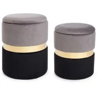 BIZZOTTO Hocker Polina 2er-Set zweifarbig, Grau/Schwarz