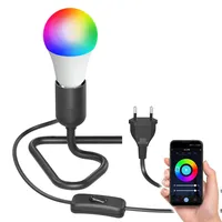 Ledscom.de Tischlampe TRIN mit E27 Lampen-Fassung, schwarz, Stecker, Schalter