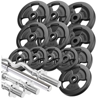 Marbo Sport Hantelstangenset Langhantel, SZ-Curlstange, Kurzhantelstangen & Gusseisen Hantelscheiben-Set