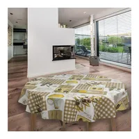 Laro Rund 140 cm Wachstuchtischdecke Tischdecke Abwaschbar PVC Oliven