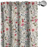 ABAKUHAUS Blumen Vorhänge, Gardinen, Vögel Rosen-Tupfen, Fensterbehandlungen für Wohnzimmer