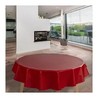 Laro Tischdecke Wachstuch-Tischdecken Rot Leinenoptik Rund 140cm
